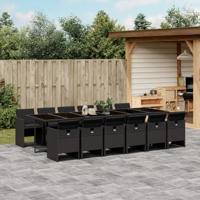 13-delige Tuinset met kussens poly rattan zwart - thumbnail