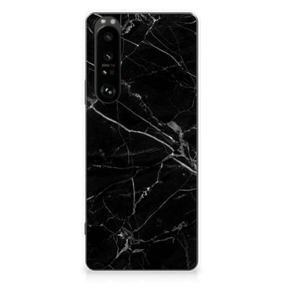 Sony Xperia 1 III | TPU | Siliconen hoesje | Marmer Zwart - Origineel Cadeau Vader