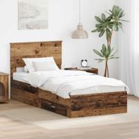 Bedframe met hoofdeinde Oudhout 90 x 190 cm Bewerkt hout - thumbnail