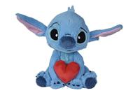 Disney Stitch knuffel met hart - 25 cm - thumbnail