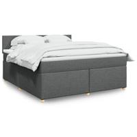 Boxspring met matras stof donkergrijs 180x200 cm - thumbnail