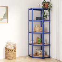 VidaXL Hoekrek 5-laags staal en bewerkt hout blauw - thumbnail