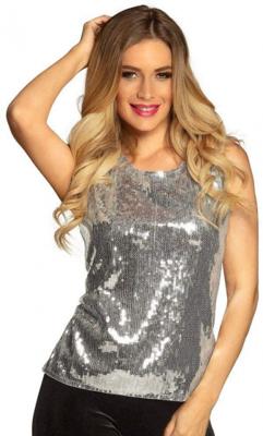 Pailletten Top Zilver Dames