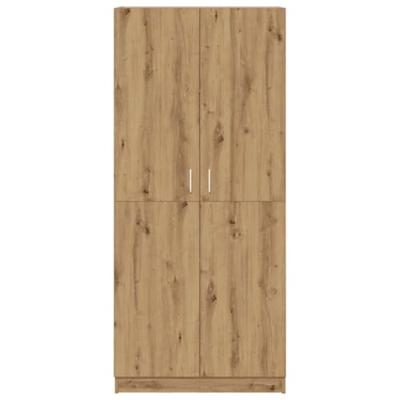 Kledingkast 80x52x180 cm bewerkt hout artisanaal eikenkleurig