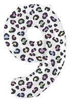 Folieballon Cijfer 9 Wit Met Panterprint (86cm) - thumbnail