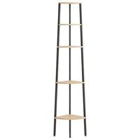 Hoekkastje met 5 schappen 45,5x31,5x180 cm lichtbruin en zwart - thumbnail