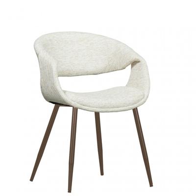 WOOOD Eetkamerstoel 'Yossi' Geweven stof, kleur Naturel/Koper