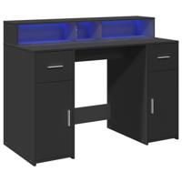 Bureau met LED-verlichting 120x55x91 cm bewerkt hout zwart - thumbnail