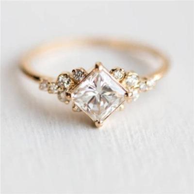 Geometrische vierkante ringen voor vrouwen bruiloft Strass vinger ringen charme sieraden ring maat: 10