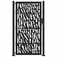 Poort met sporenontwerp 105x180 cm staal zwart - thumbnail