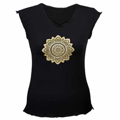 Yoga T-shirt met 'Mandala print' - Zwart S