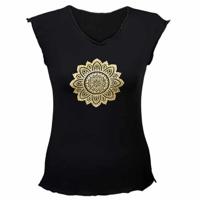 Yoga T-shirt met 'Mandala print' - Zwart S - thumbnail