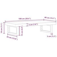 Badkamer wandschap staal en massief acaciahout - thumbnail