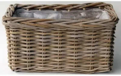 Bloembak Rotan Antiek Grijs 40cm