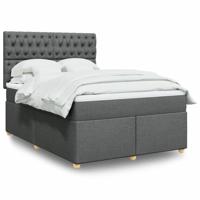 Boxspring met matras stof donkergrijs 140x190 cm - thumbnail