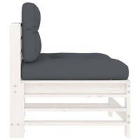 Middenbanken met kussens 2 st massief grenenhout wit - thumbnail