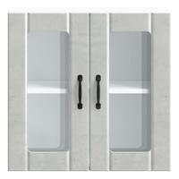 Keukenbovenkast met glazen deur Lucca bewerkt hout betongrijs - thumbnail