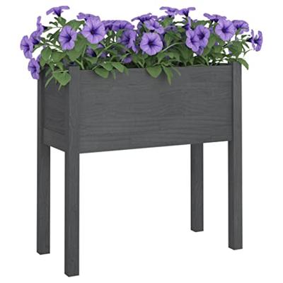 VidaXL Plantenbak 70x31x70 cm massief grenenhout grijs