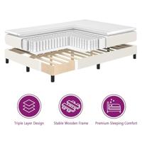 Platform bedframe Crème 80 x 200 cm Stof - thumbnail