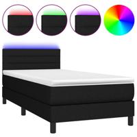 Boxspring met matras en LED stof zwart 90x190 cm - thumbnail