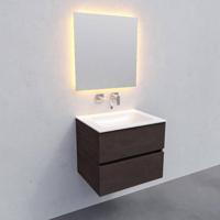 Badkamermeubel Solid Surface BWS Oslo 60x46 cm Wood Dark Brown (0 kraangaten) - thumbnail