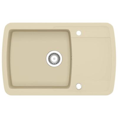 VidaXL Gootsteen enkele bak graniet beige