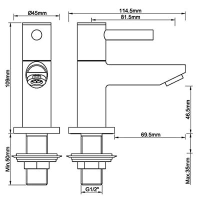 Fonteinkraan Wiesbaden Amador Keramisch 1/2" Gunmetal