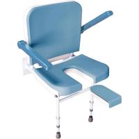 Douchestoel Duo Deluxe 2 in 1 | Muurbevestiging | Met armleuningen, rugleuning en verstelbare poten | Blauw met wit | VB651 - thumbnail