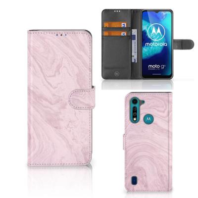Motorola G8 Power Lite | Bookcase | Marble Pink - Origineel Cadeau Vriendin Motorola G8 Power Lite | Bookcase | Marble Pink - Origineel Cadeau Vriendin