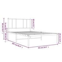 Bedframe met hoofdbord metaal wit 80x200 cm - thumbnail