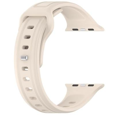 By Qubix - Square siliconen band - Beige - Compatible met Apple Watch 44mm / 45mm / 46mm / 49mm - Compatible Apple watch bandjes