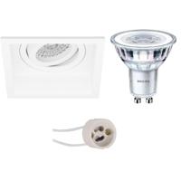 Philips LED Spot Set GU10 - Vierkant Mat Wit - Kantelbaar 2700K - thumbnail