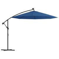 Zweefparasol met LED en stalen paal 300 cm azuurblauw - thumbnail