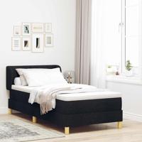 Boxspringbed met matras creme 90x200 cm stof Zwart 90 x 190 cm - thumbnail