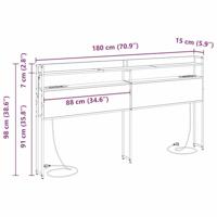 Opberghoofdbord met plank Zwart eiken 180 cm Bewerkt hout - thumbnail