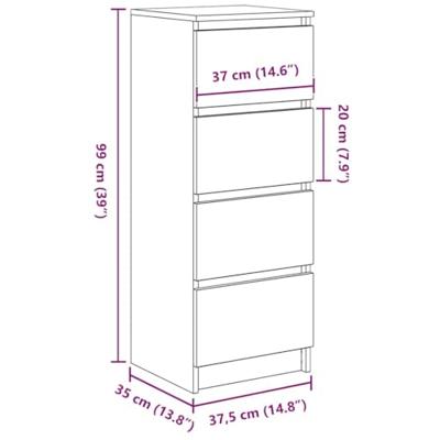 Dressoir 37,5x35x99 cm spaanplaat zwart eikenkleurig