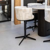 Richmond Barstoel 'Cheyenne' Graffic stof, kleur Beige - thumbnail