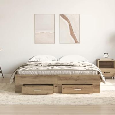 Bedframe met lades artisanaal eikenkleurig 140 x 200 cm