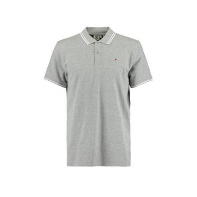 America Today regular fit polo Elton met logo mid grey melange America Today regular fit polo Elton met logo mid grey melange