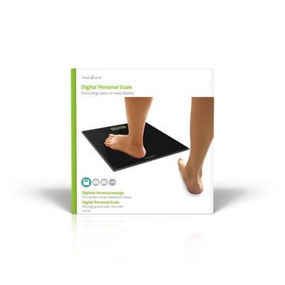 Nedis PESC500BK Personenweegschaal Digitaal Zwart Gehard Glas Max. 150 Kg - thumbnail