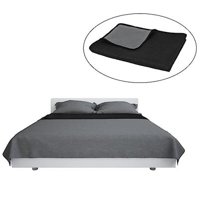 VidaXL Bedsprei dubbelzijdig 230x260 cm quilt grijs en zwart VidaXL Bedsprei dubbelzijdig 230x260 cm quilt grijs en zwart