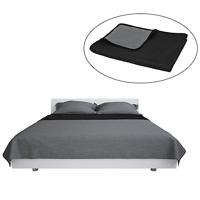VidaXL Bedsprei dubbelzijdig 230x260 cm quilt grijs en zwart - thumbnail