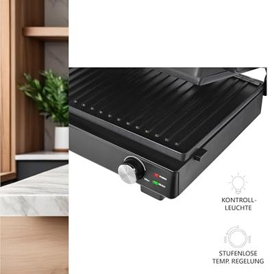 BiKitchen grill 200 Contactgrill Elektrisch Controlelampje, Inklapbaar, Traploze temperatuurregeling Zwart