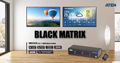 ATEN VM0202H HDMI-Matrix-switch 3D-weergave mogelijk, Rackmontage mogelijk, Ultra HD-geschikt 4096 x 2160 Pixel Zwart