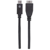 Manhattan USB 3.1 Aansluitkabel [1x USB-C stekker - 1x Micro-USB 3.0 B stekker] 1.00 m Zwart UL gecertificeerd - thumbnail