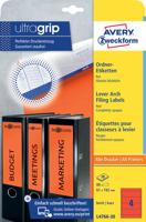 Rugetiket Avery breed 61x192mm zelfklevend rood - thumbnail