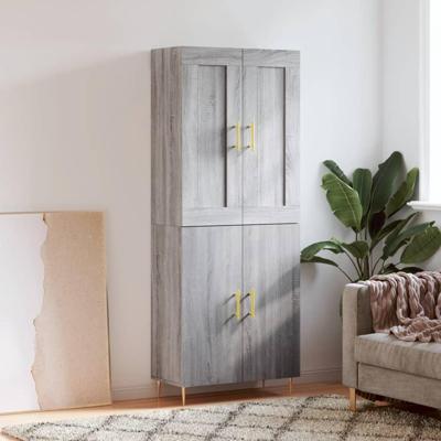 Hoge kast 69,5x34x180 cm bewerkt hout grijs sonoma eikenkleurig