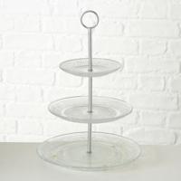 Boltze Home etagere relief h35cm glas - thumbnail