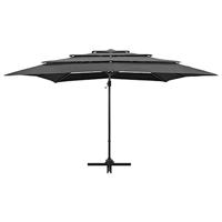 Parasol 4-laags met aluminium paal 250x250 cm antracietkleurig - thumbnail