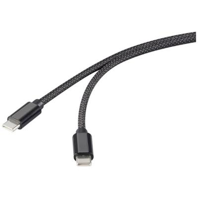 Renkforce USB-kabel USB 2.0 USB-C stekker, USB-C stekker 1.00 m Zwart Met magnetische opwikkeling, Stoffen mantel RF-6437920